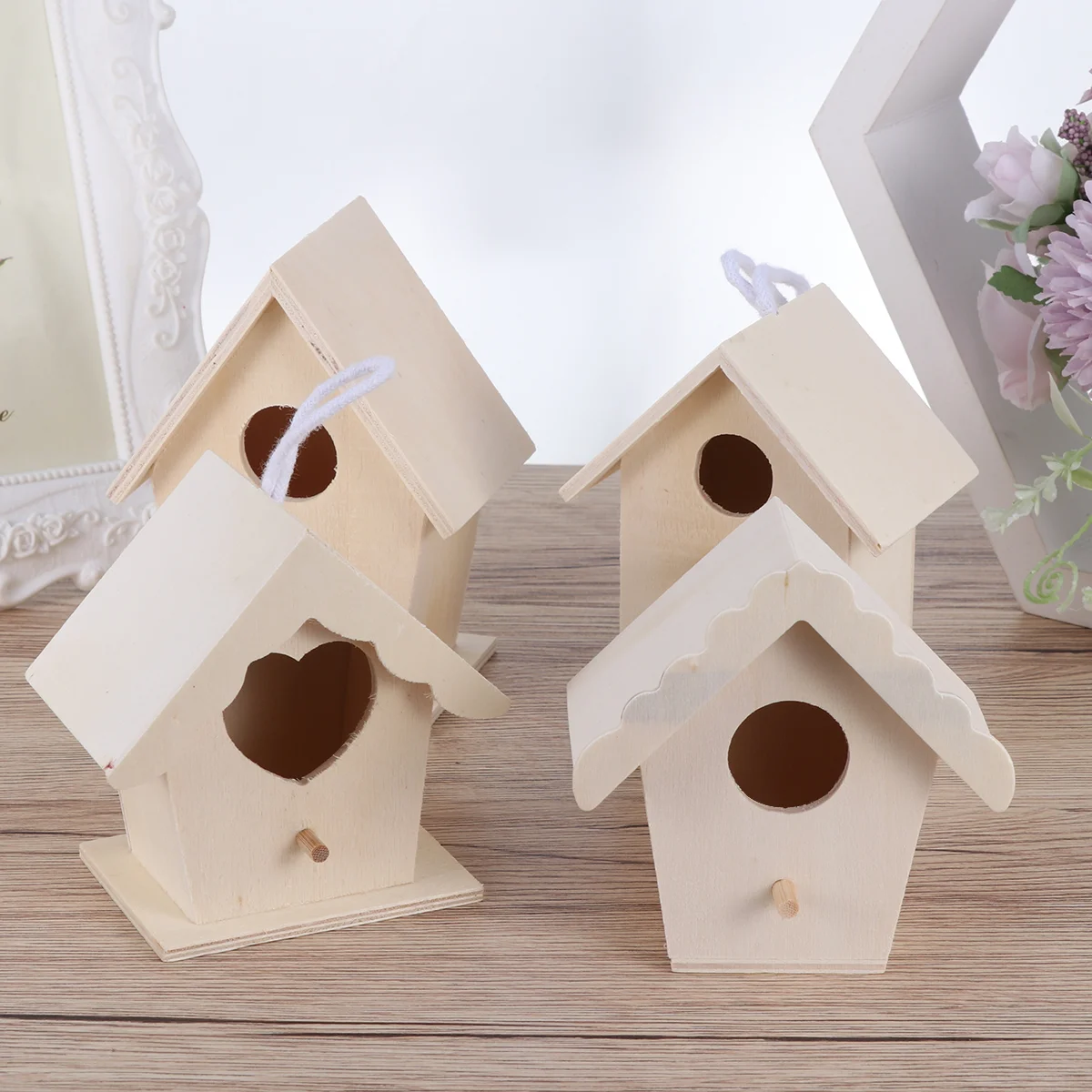 

Bird Wooden House Hangingornament Houses Box Garden Birdhouse Birdhousesmini Unfinished Kit Pendants Decoration Toynesting