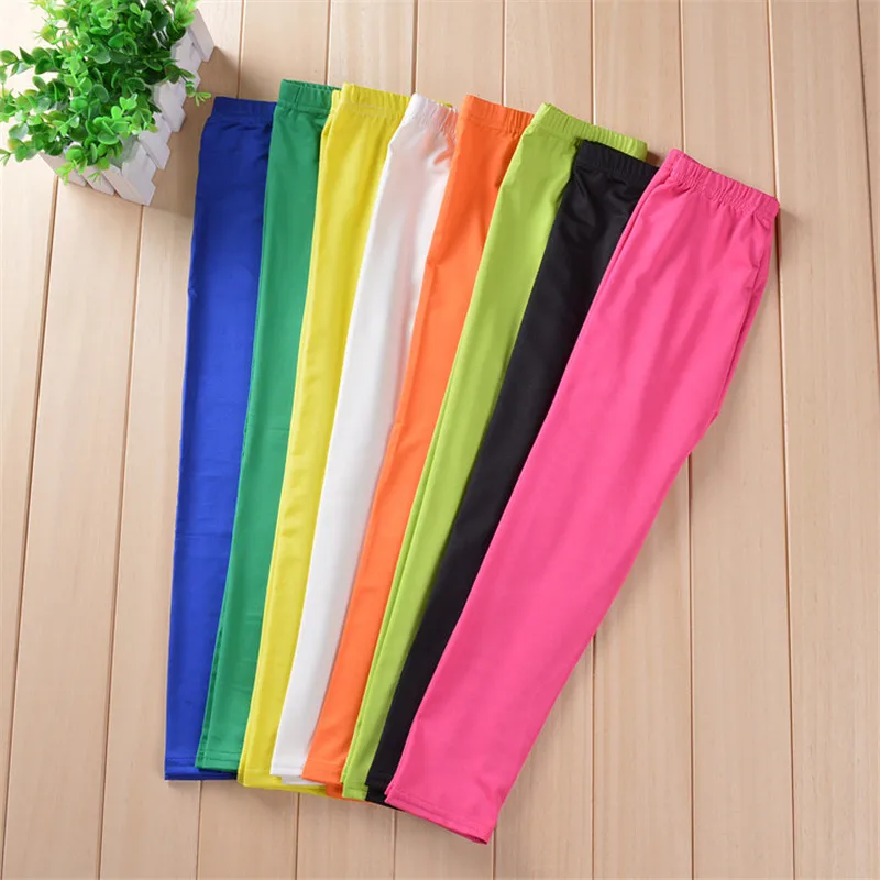 Girl Pants Soft Elastic Modal Cotton Kids Leggings Candy Color Girls Skinny Pants Trousers Solid Color 2-13Y Children Trousers