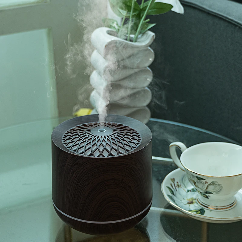 

Oil Cool Ultrasonic Grain Air With Lamp Mist Essential Diffuser Electric Coloful For Aroma Home Wood Aromatherapy Humidifier