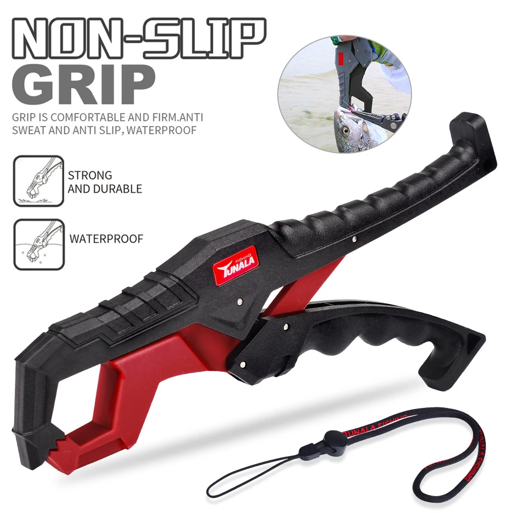 

Fish Lip Grabber Plier Controller Grip Tackle Holder Clamp Fishing Tongs Gripper Tackle Gear Tools with Hand Rope Carabiner