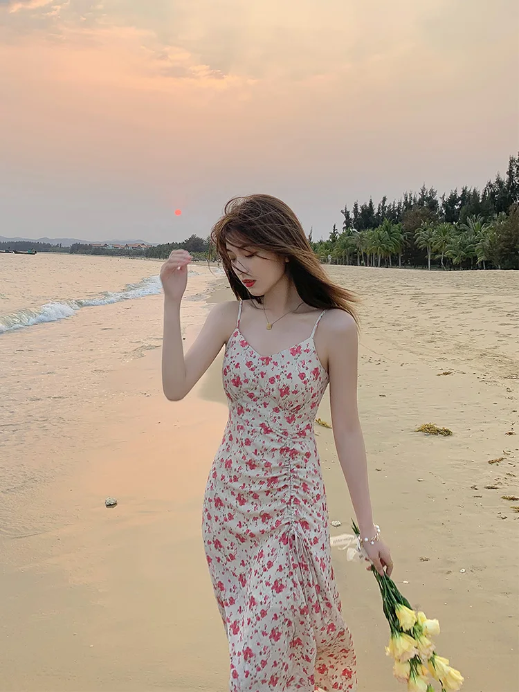 Элегантное цветочное искусственное сексуальное винтажное шифоновое платье на