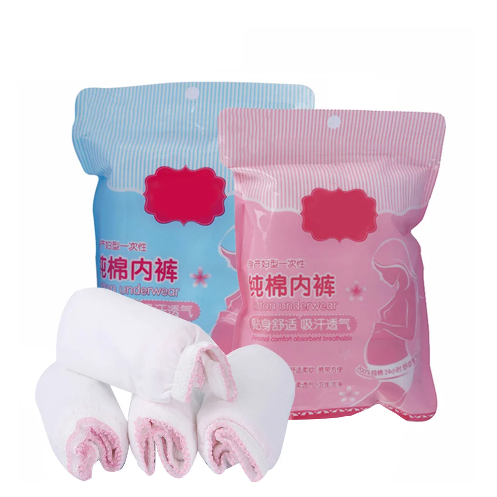 

4 шт Одноразовые хлопчатобумажные трусы для беременных, пренатальные, послеродовые, бумажные трусы, одноразовое нижнее белье, трусики для п...