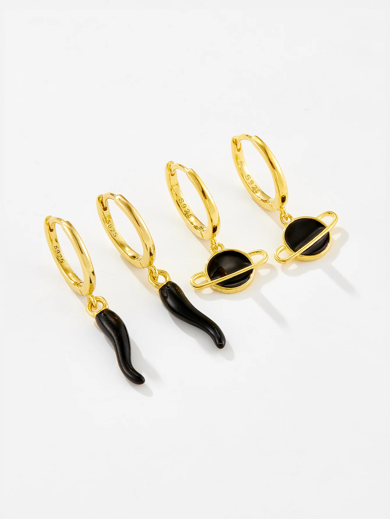 DPLAOPA новинка 925 года серьги-подвески из Стерлингового золота с черной молнией