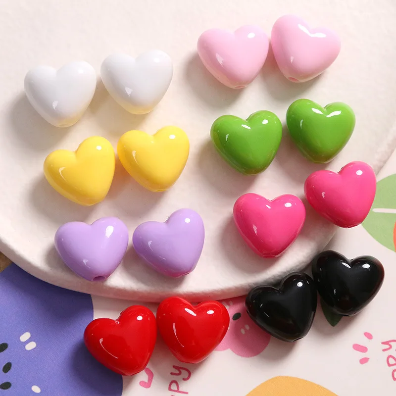 

Акриловые бусины в форме сердца, 16 х19 мм, 80 шт.