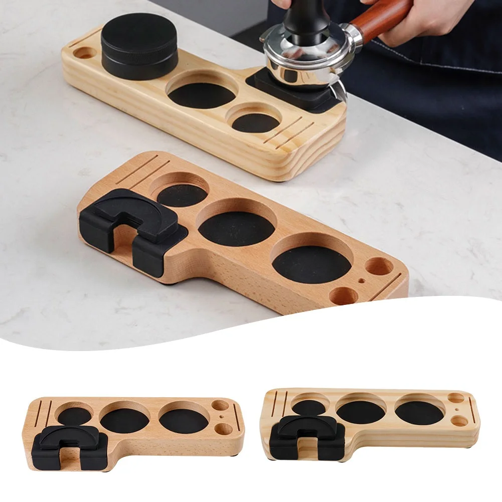 

25cm Coffeeware Portafilter Tamper Stand Teaware Pine Wood Universal Portafilter Organizer Coffee Lever Tool Tamper Mat.