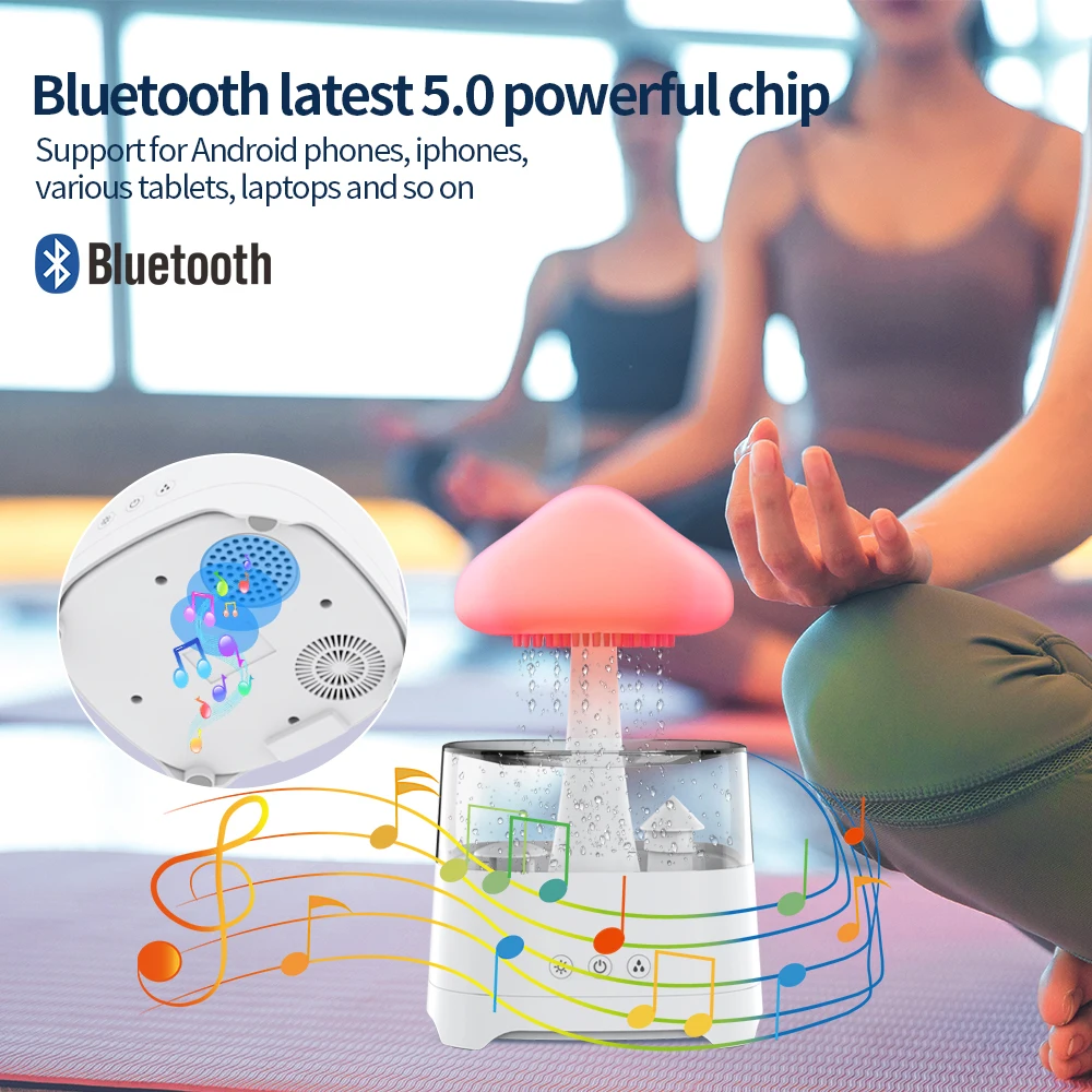 Фото Облачный дождевой диффузор, увлажнитель, музыкальный Bluetooth-динамик, капля дождя, машина для ароматерапии, ультразвуковая увлажняющая лампа для распыления №5