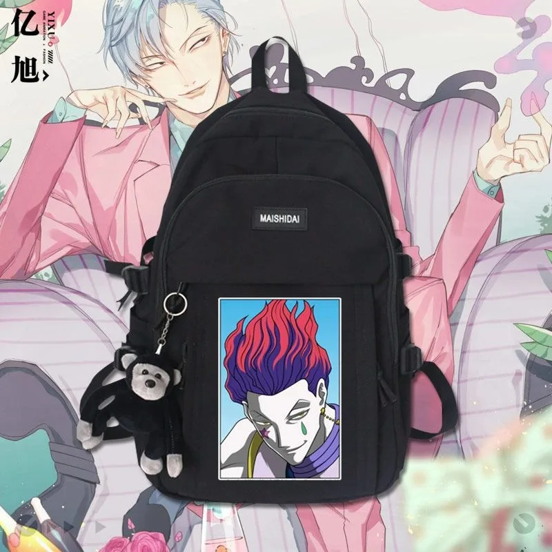 Охотник х рюкзак 30 × 44 13 см черный белый зеленый красный Hunter x школьные сумки для