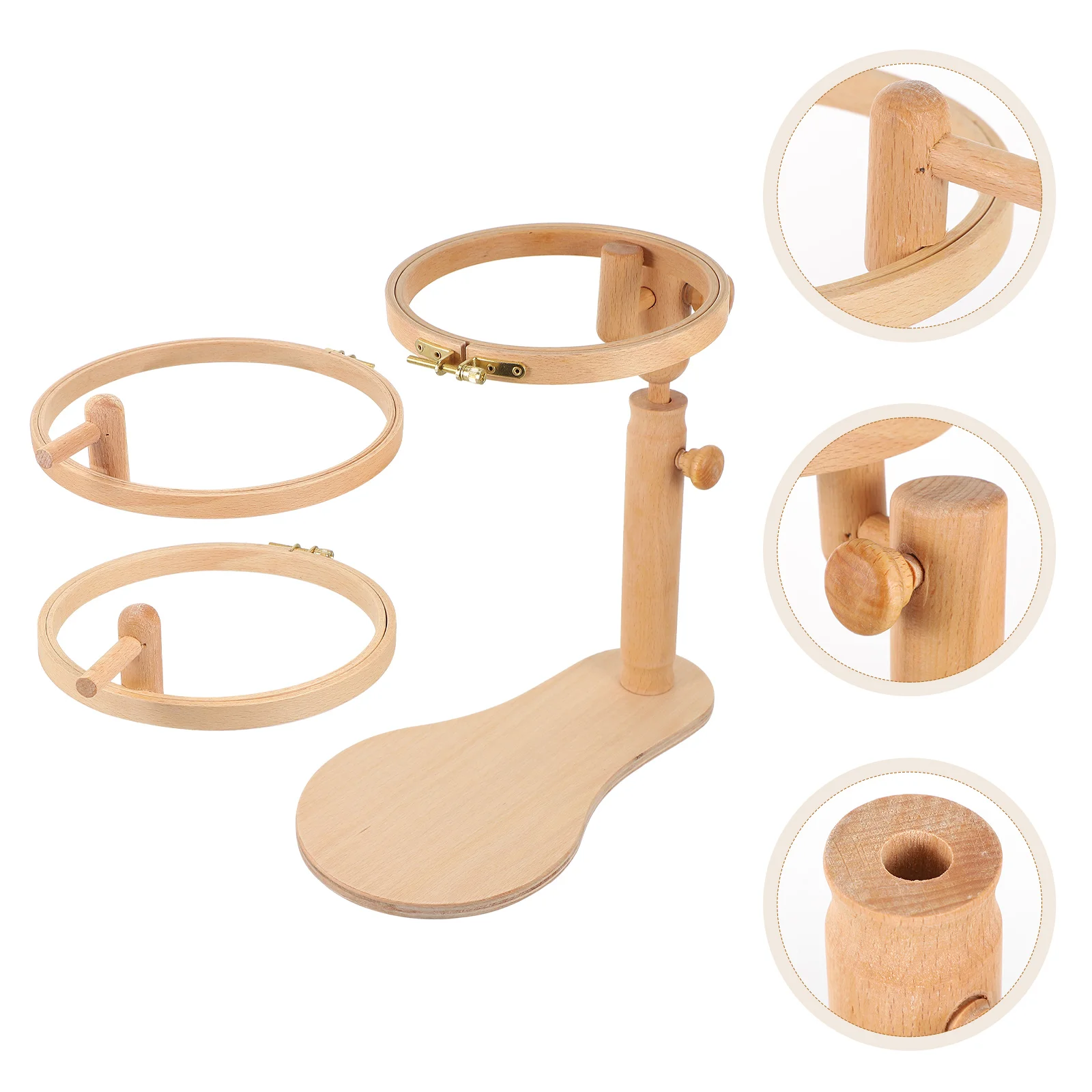 

1 Set Adjustable Wood Cross Stitch Stand Rotary Embroidery Stand for Home