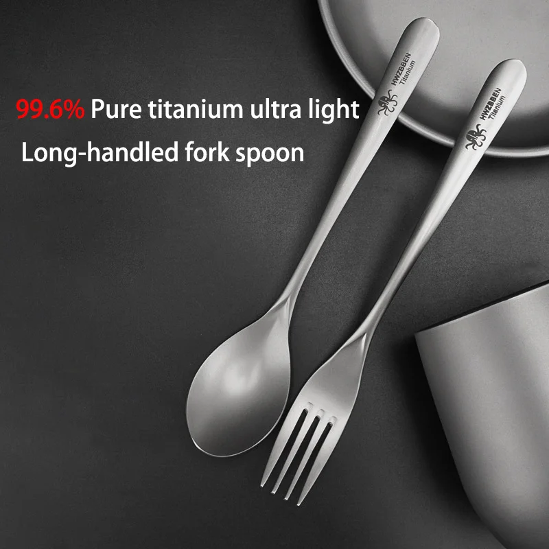 

Pure Titanium Fork Spoon Tableware Set Outdoor Camping Fork Spoon Lightweight Portable Cutlery Set
