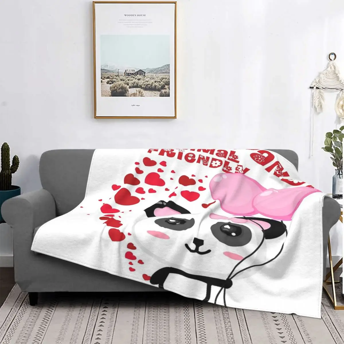 

Manta de lana a cuadros con diseño de Panda 54, colcha para cama, a cuadros, mullida, de pícnic