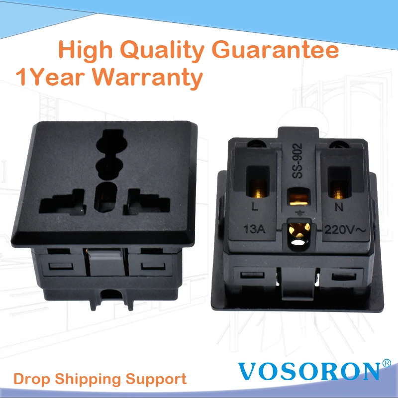 

VOSORON Универсальная панельная розетка 250В 13А с дверцей