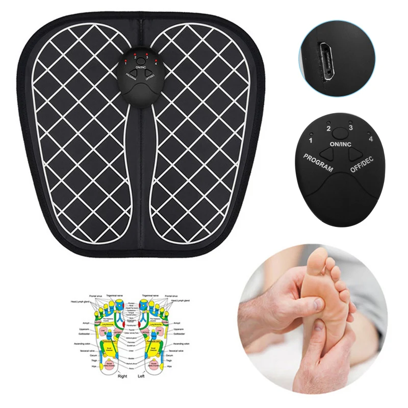 

21x10 Cm USB Smart Charge Foot Massage Pad 6 Massage Ways Body Relaxation Foldable Massage Pad Foot Blood Circulation Heating