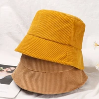 unisex streetwear outdoor solid color fisherman hat corduroy bucket hat fishing cap