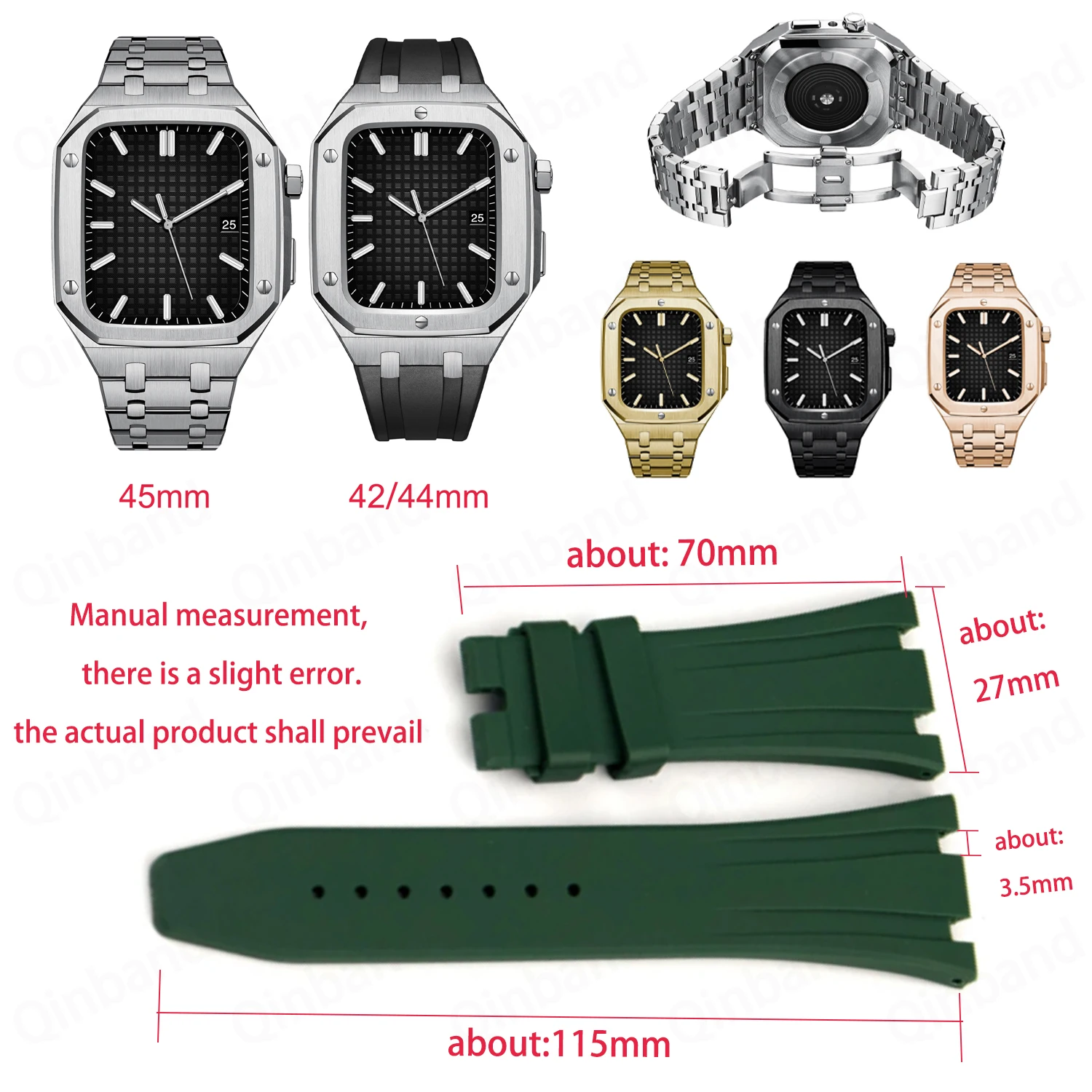 Metal Case for Apple Watch 44mm 45mm Stainless Steel Watch Strap for Apple Watch 7 45mm Band Shell Iwatch Series 6 5 SE Bracelet