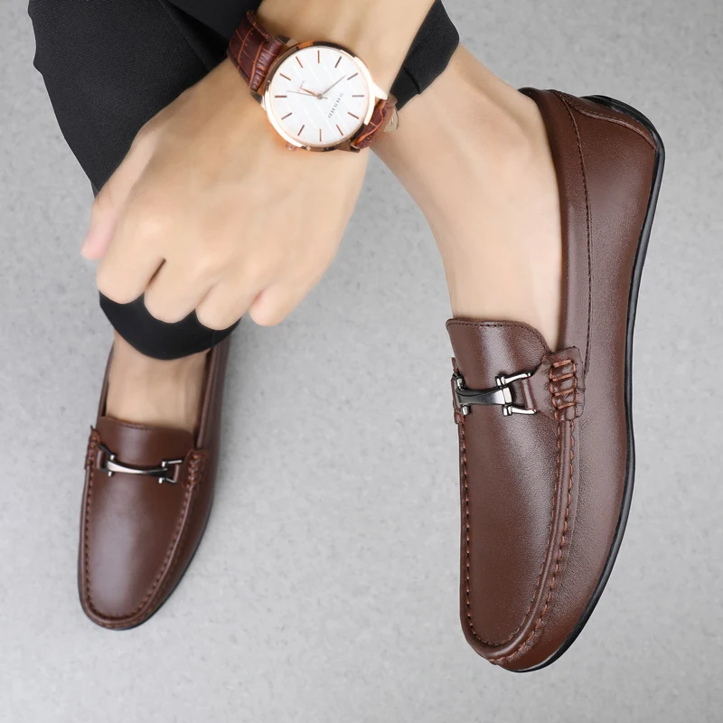 

Genuine Leather Men Casual Shoes Italian Desgin Loafers Moccasins Breathable Slip on Male Driving Shoes Daily Office Formal Shoe