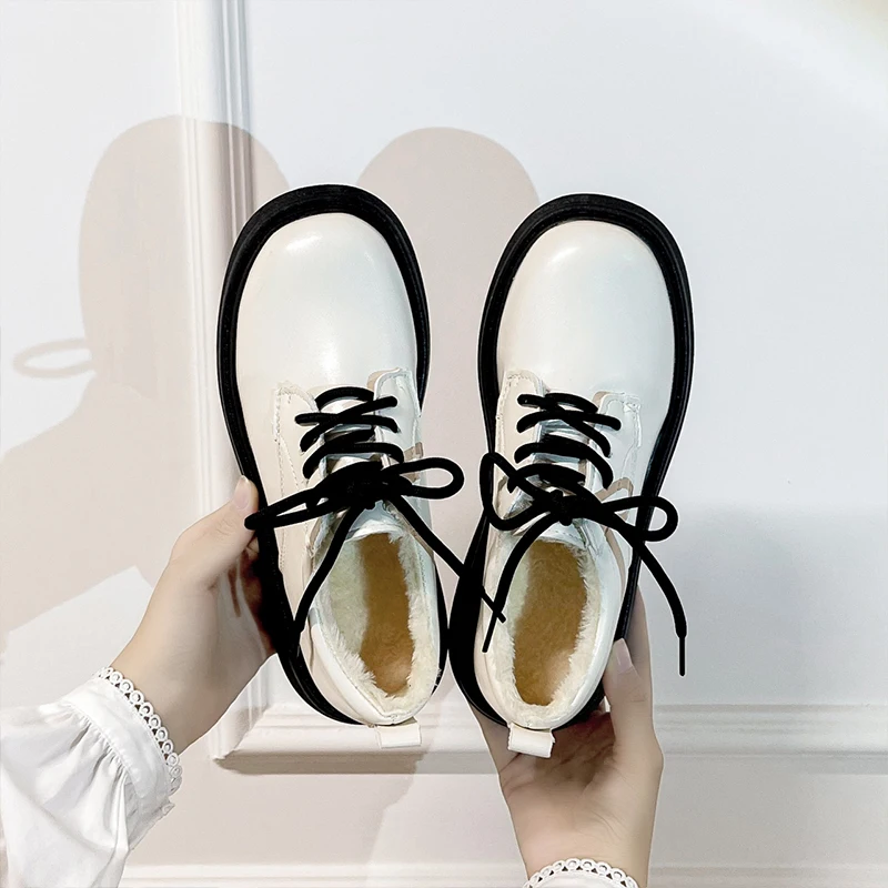 

Женские повседневные туфли-оксфорды, Туфли Мэри Джейн на платформе с перекрестной шнуровкой, хлопковые зимние теплые плюшевые готические т...