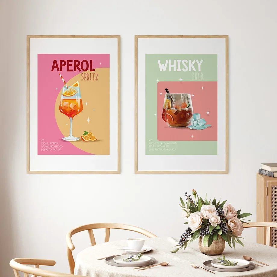 Постер в скандинавском стиле для гостиной с изображением аперола косплеита