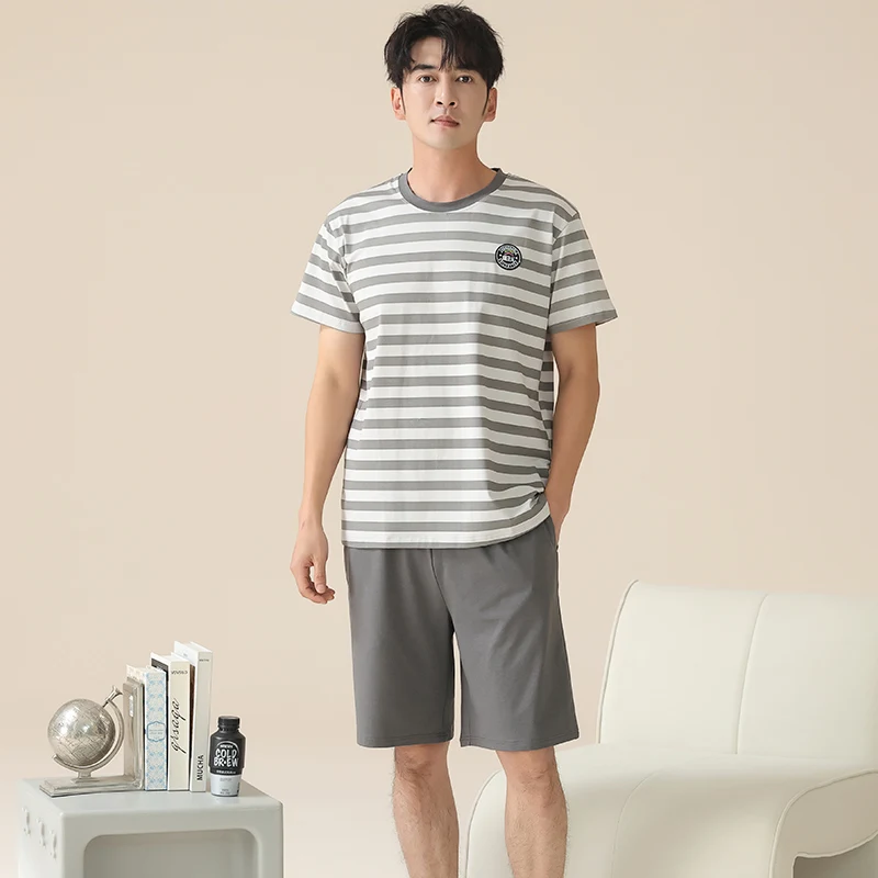 [Класс антибактериальной лайкры против клещей] Мужские пижамы с тремя