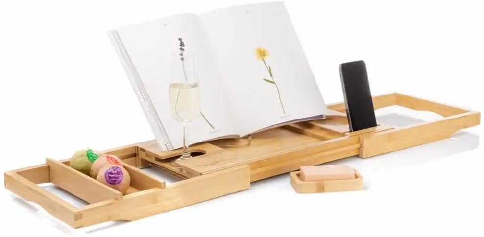 

Bath White Caddy Natural Sustainable Bamboo Bath Tray Bath