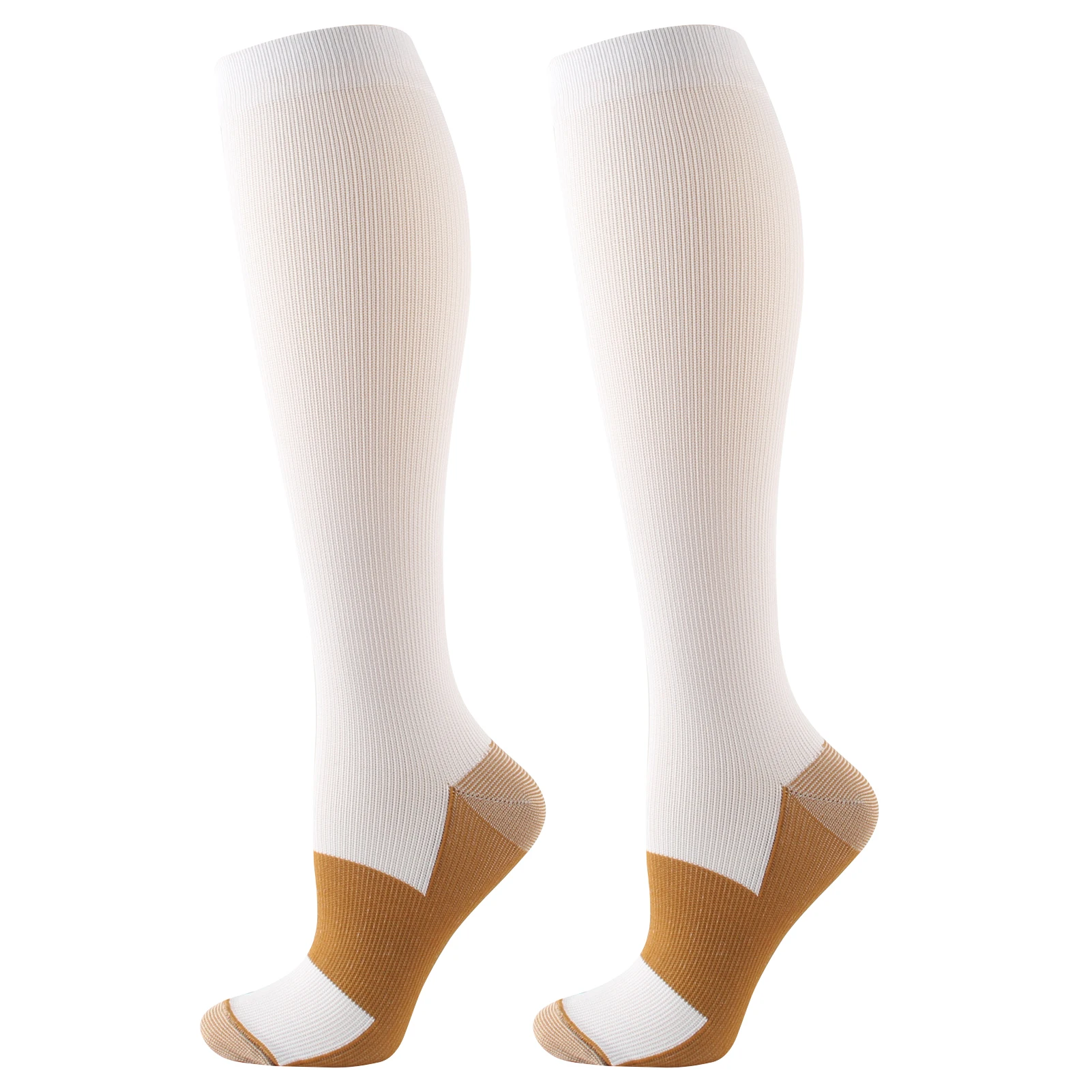 

Women Men For Sports Reduce Swelling Better Circulation Knee High Running Athletic Compression Socks White Flight Travel Support