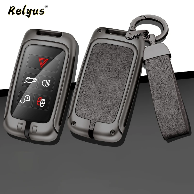 

Zinc Alloy Leather Car Key Case Cover For Jaguar XE XF E-Pace F-Pace A8 A9 X8 XJ XFL XJL Holder Keychain Protector Keyring