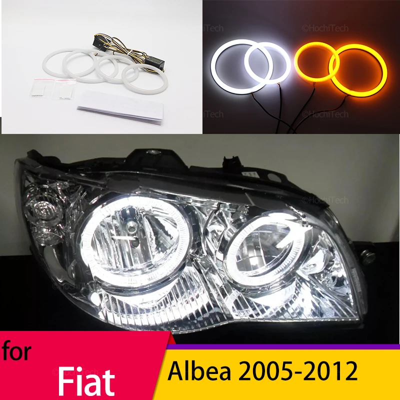 

White Yellow Halo Ring Angel Eyes Turn Signal Switchback Cotton LED Tuning Headlight Rings for Fiat Albea 2005-2012 Car-styling