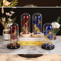beauty and the beast rose 3pcs eternal rose with led lights in glass dome for valentines day thanks giving mothers day gifts