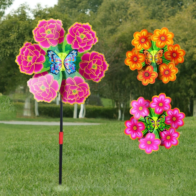 

Flower Windmill Wind Spinner Pinwheels Home Garden Yard Decoration Kids Toys New