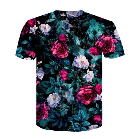 Мужская одежда, летняя повседневная футболка, футболка с 3D принтом цветов, футболка в стиле хип-хоп, мужская спортивная футболка с коротким рукавом и круглым вырезом
