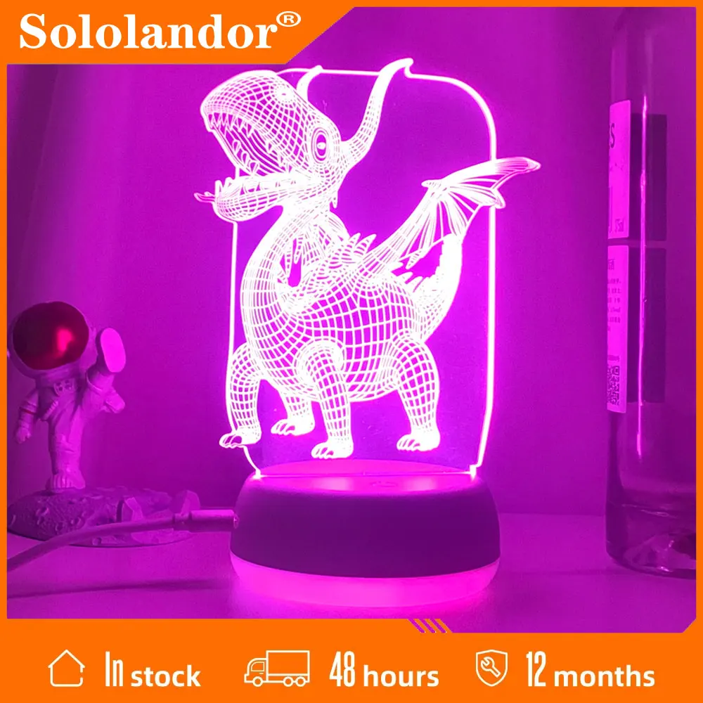 

3D ночник динозавр, светодиодный Настольный светильник с динозавром, сенсорный ночсветильник с USB для детской спальни, украшение для детской...