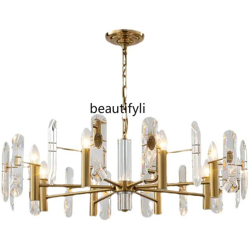 

HJ Light Luxury Living Room Crystal Chandelier Villa Bedroom Lamps Creative Simple Restaurant Lighting