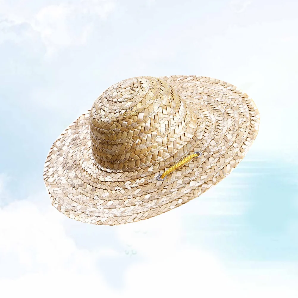 

Pet Sombrero Straw Hat Adjustable Hawaii Garden Sun Bucket for Small Dogs Puppy Cats Size S