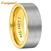 itungsten 6mm 8mm engagement wedding band gold tungsten carbide ring for men women fashion jewelry brushed pipe cut comfort fit