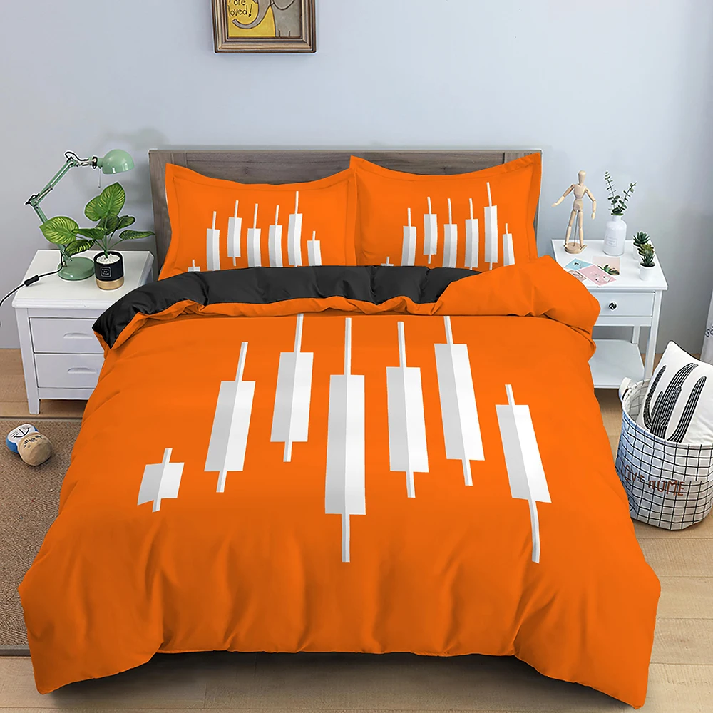 Set Creative Data Table Comforter Cover Queen King Size Stock Market Graphic Design Polyester Bedding Set