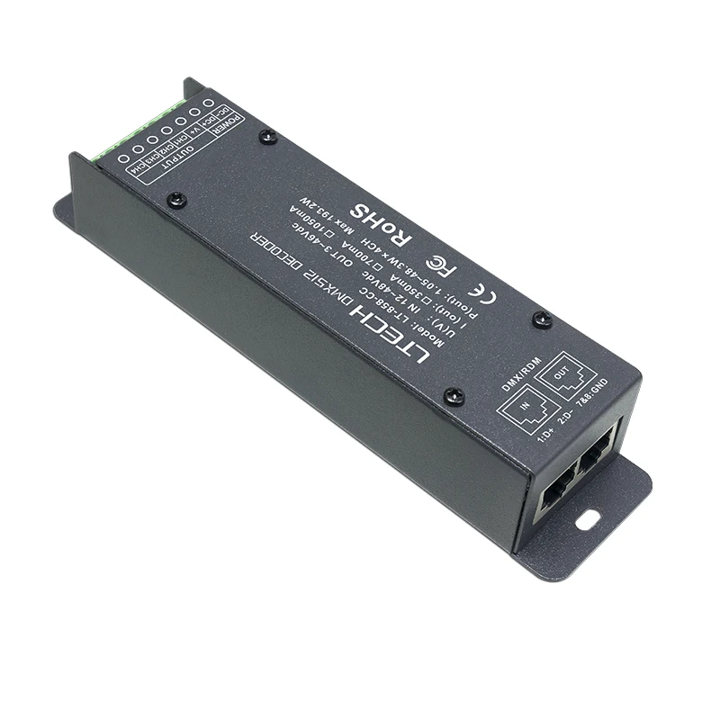 Фото Декодер LTECH Led DMX, 4 канала, постоянный ток, фотосессия 3 в 1, 4 канала, 350 мА, 700 мА, DMX512, CC Slave, порт RJ45 №2