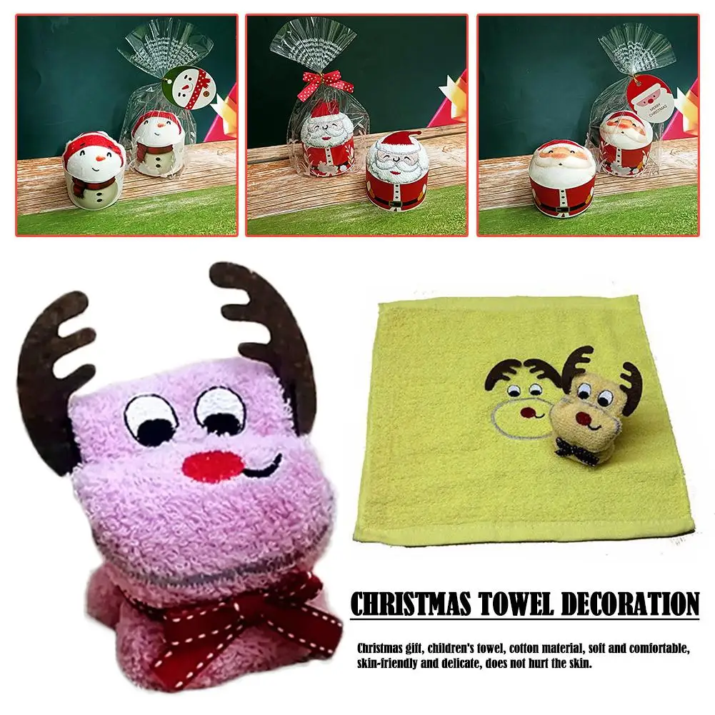 

Christmas Cake Shape Towel Snowman Dinner Decor New Year 2023 Embroidered Towel For Home Christmas Tree Towels Children's G T9U9