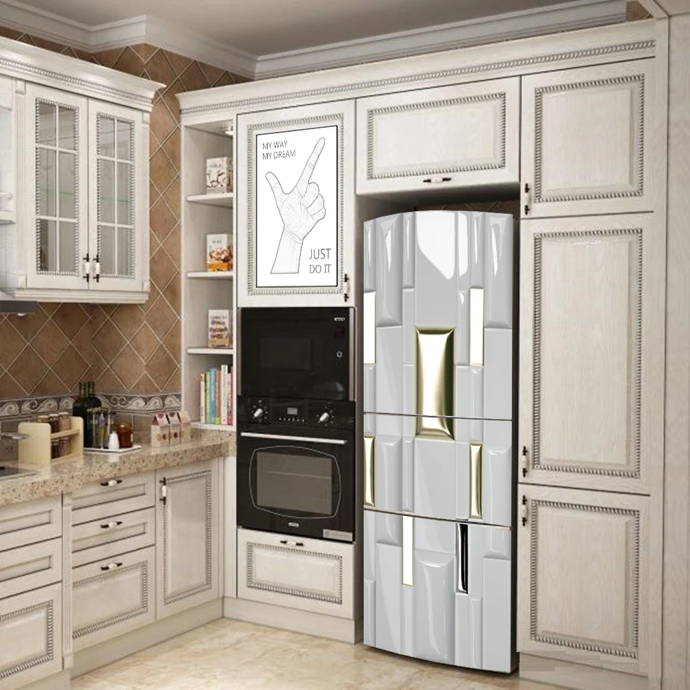 

Ceramic Stone Ink Grain Marble Fridge Door Covering Full Film Wall Stickers Vinyl Adhesive Poster For Kitchen Living Room Decor