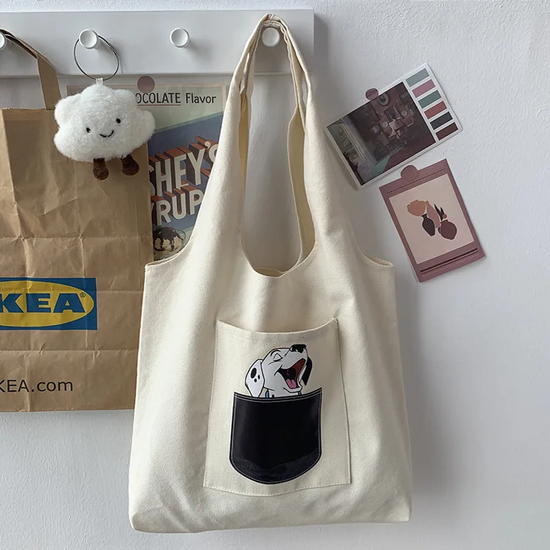 Ladies Vest Bag Student Shoulder Canvas Bag Simple Travel Bag Sundries Storage Bag Eco-Friendly Shopping Bag Ladies Tote Bag