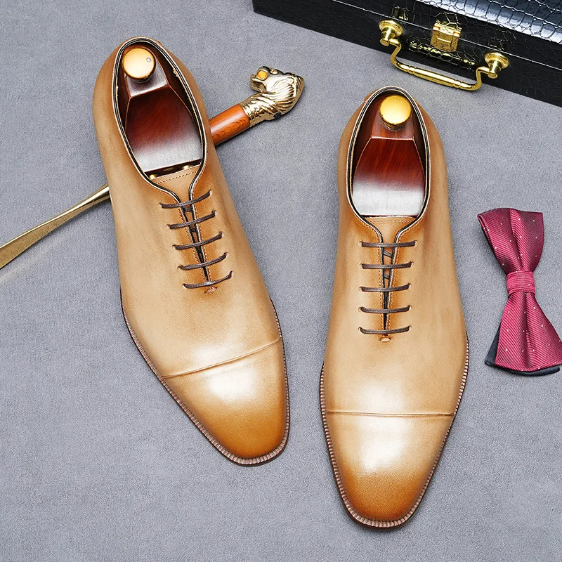 Туфли-оксфорды мужские из натуральной кожи роскошные брендовые деловые дышащие