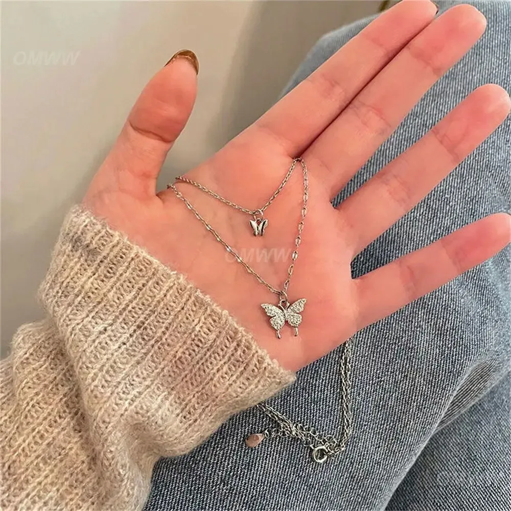 Двухслойное ожерелье Lanjuzi с подвеской бабочка