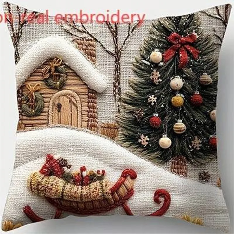 Рождественские наволочки полиэстер велюр 40x40/45x45/50x50/60x60 см