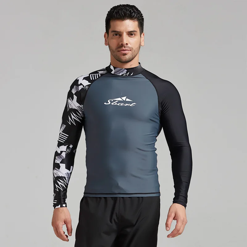 

SBART men's rash guard shirt Mens Long Sleeved T-Shirt Swimwear Wakeboard Floatsuit Tops UV Swimming RashGuard