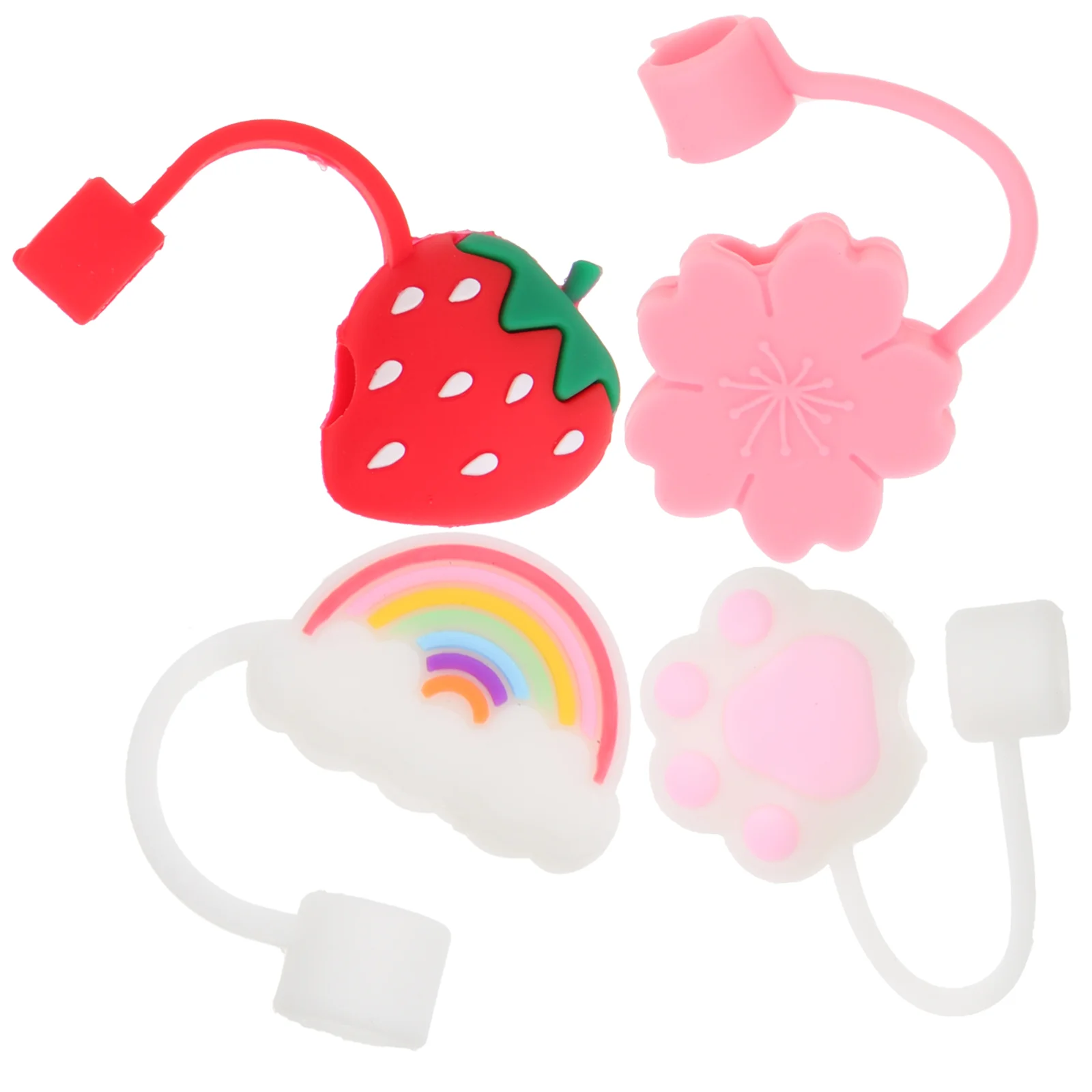 

4pcs Straw Tip Insert Strawberry Protector Caps Rubber Straws Tips Drinking Straw Cover Straw Tips Cover