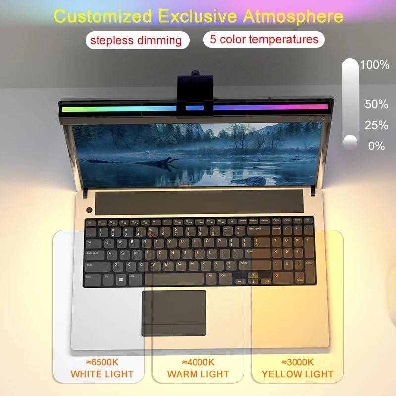 Светодиодная лампа для создания игровой атмосферы RGB, 42 см, подвесная на экран ПК, с защитой для глаз, 5 цветов, для офисаучебычтения (art.: 3920dc622ffd2) - 3920dc622ffd2