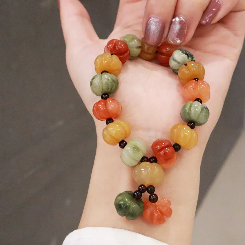 

Ruifan 12mm Natural Golden Silk Jade Garnet Multicolor Pumpkin Beads Beaded Strand Bracelets for Women Fine Jewelry YBR757