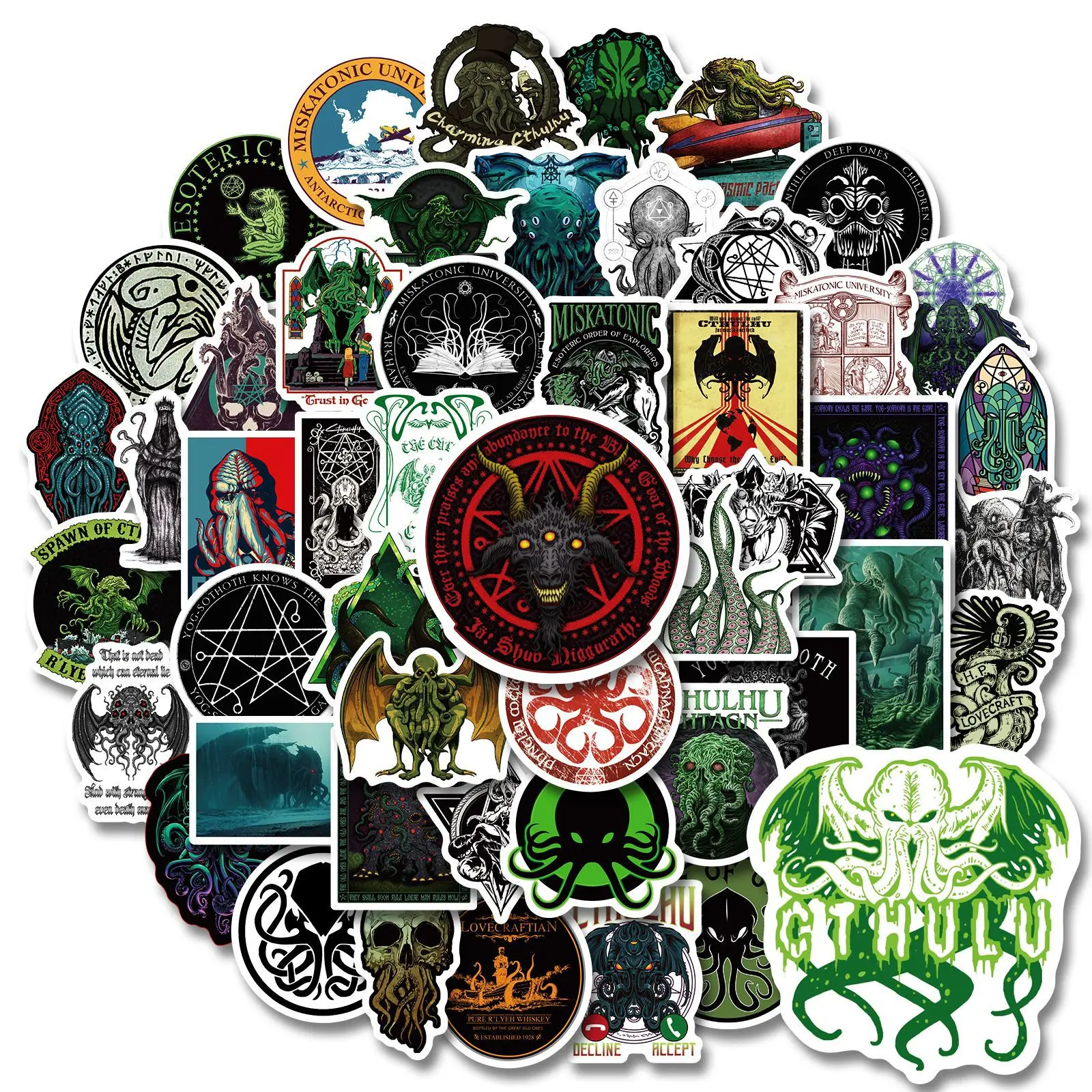 10/50PCS Horror Great Cthulhu Mythos Stickers Suitcase Skateboard Laptop Luggage Graffiti Decal Cartoon Children Toy - купить по
