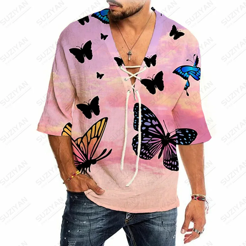 

Ethnic Harakuju Art Online Hot Sale String Wear Size Cotton And Linen Shirt Clothe Men Clothing Patterns Short-Sleeved