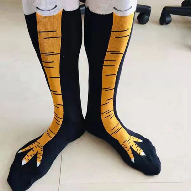 Fashion Chicken Paws Feet Long Socks Women 3D Print Socks Funny Cartoon Cotton Creative  Claw Ladies Above Knee High Sock носки