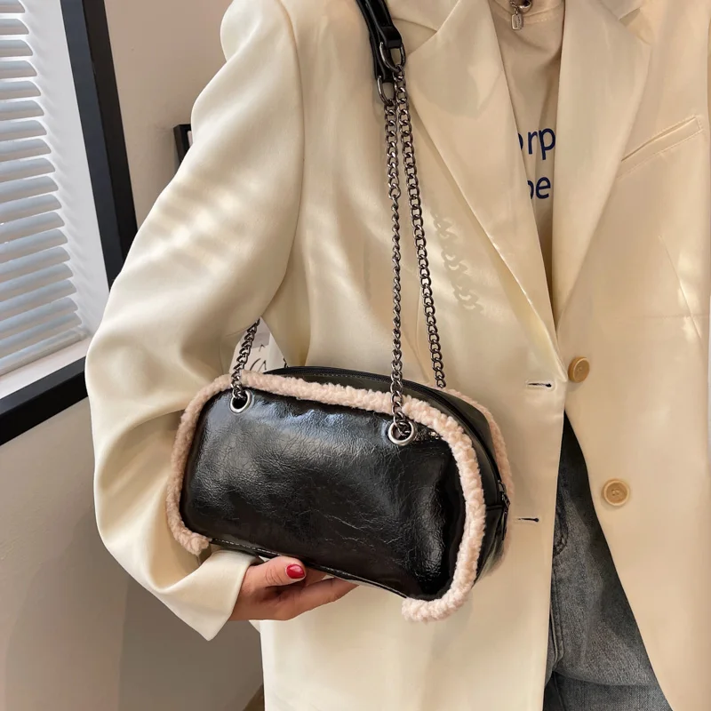 

Роскошные Брендовые женские сумки на подмышек из искусственного меха 2023, клатчи, сумочки на цепочке, сумка через плечо, кошелек, винтажные женские уличные сумки на плечо в стиле ретро