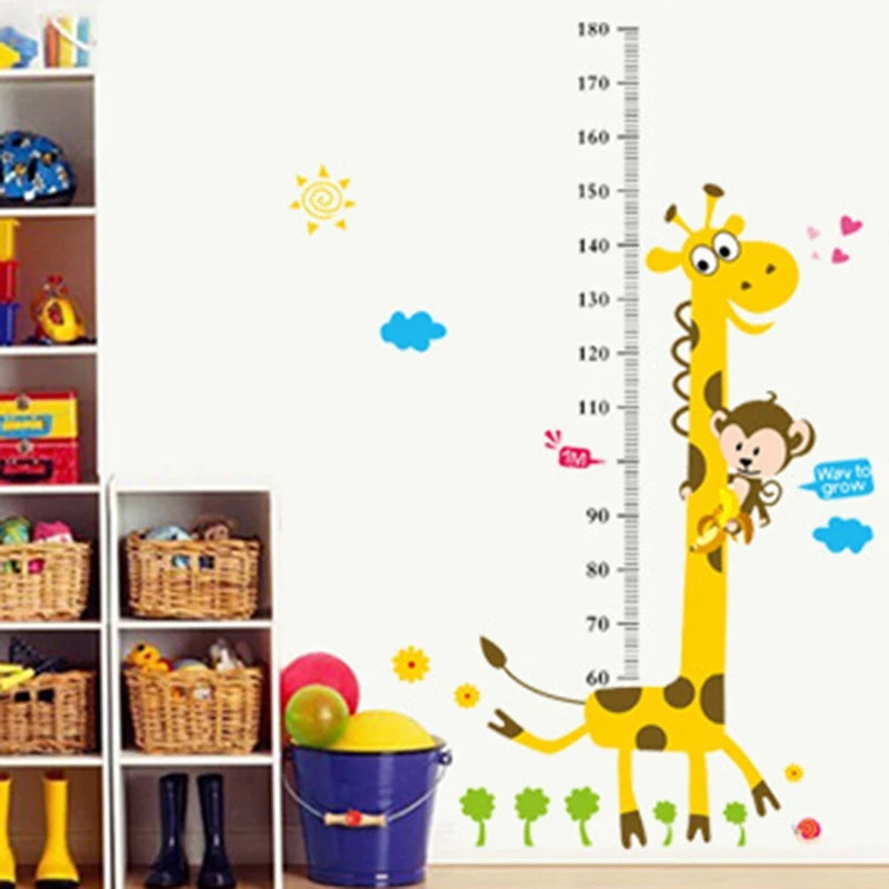 Детская Таблица роста настенная наклейка Декор мультяшная линейка для жирафа
